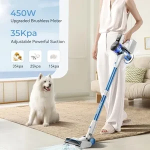 Fabuleta 35Kpa Cordless Vacuum Cleaner: 450W Stick Vacuum Cleaner with Brushless Motor Headlights, 55 Mins Runtime , Edge Cleaning, Wireless Household Vacuum Cleaner for Pet Hair/Carpet/Hard Floor