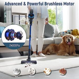 FABULETTA Cordless Vacuum Cleaner 24Kpa Powerful Suction with 45 Min Runtime, 6 in 1 Lightweight Great for Pet Hair & Hard Floor, Led Display, Blue