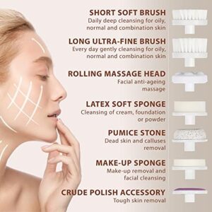 Face Scrubber | Facial Cleansing Brush Exfoliator Skin Care Beauty Products Powered Electric Wash Exfoliating Skincare Women Spin Cleanser Tools Cleaning Scrub Washer Self Care (Amber)