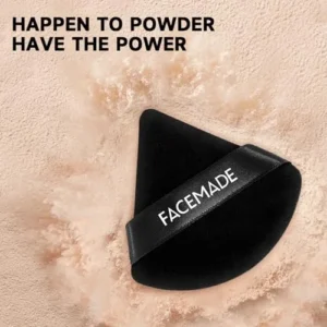 FACEMADE 6 Pieces Face Powder Puff with a Travel Case, Soft Makeup Puff with a Container, Triangle Velour Makeup Sponge for Loose Powder Body Powder, Beauty Makeup Tools, Black