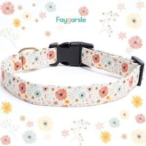 Faygarsle Cotton Designer Dogs Collar Cute Flower Dog Collars for Girl Female Small Medium Large Dogs with Flower Charms M