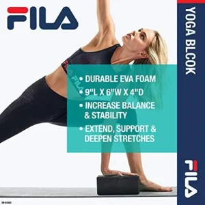 FILA Accessories Yoga Block – EVA Foam Blocks for Support, Balance & Stability | Yoga, Pilates, Barre, Stretching, Meditation