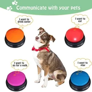 FINEST+ Voice Recording Button for Communication Pet Training Buzzer, 30 Second Record&Playback Dog Toy, Voice Recording Clicker for Cat, Puppy, Pet Trainin, Funny Gift for Study Office Home 4 Pcs