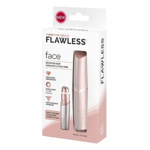 Finishing Touch Flawless Facial Hair Remover for Women, Rose Gold Electric Face Razor with LED Light, Recyclable Packaging