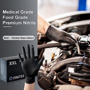 FINITEX – Black Nitrile Disposable Gloves, 5mil, Powder-free, Medical Exam Gloves Latex-Free 100 PCS For Cleaning Food Gloves (XX-Large (Pack of 90))