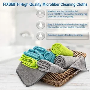 FIXSMITH Microfiber Cleaning Cloth – Pack of 8, Size: 12 x 16 in, Multi-Functional Cleaning Towels, Highly Absorbent Cleaning Rags, Lint-Free, Streak-Free Cleaning Cloths for Car Kitchen Home