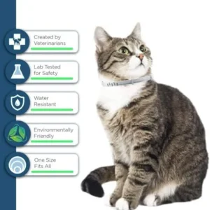 Flea and Tick Collar for Cats – Offers 12-Month Protection, Crafted with Premium Plant Oils, Waterproof, Natural, Safe for Kittens, Includes Free Comb and Tweezers, 13.8 in (2 Packs)