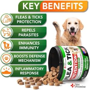 Flea and Tick Prevention for Dogs Chewables – All Natural Dog Flea & Tick Control – Flea and Tick Chews for Dogs – Oral Flea Pills for Dogs Supplement – All Breeds and Ages – Made in USA – 120 Tablets