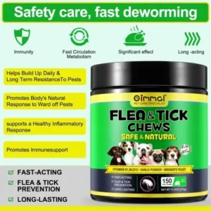 Flea and Tick Prevention for Dogs Chewables,150 Counts Natural Flea and Tick Soft Chews for Dogs,Dog Flea & Tick Support Supplement,Oral Flea Treatment for Dogs,Suitable for All Breeds and Ages