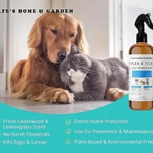 Flea & Tick Prevention Spray for Dogs & Cats with Flea Comb (16oz) – Kate’s Home & Garden. Kills & Repel Fleas, Ticks, and Mosquitoes. Pet Friendly Flea and Tick Spray for Home & Yard