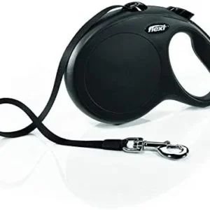 FLEXI New Classic Retractable Dog Leash (Tape) 26 feet, Large, Black