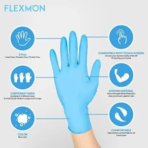 FLEXMON Nitrile Exam Gloves,100 Count, Single Use, 4.2 Mil Heavy, Protective, Disposable, Latex Free