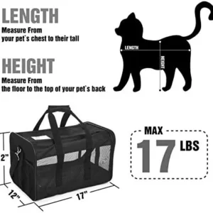 FluffyDream Pet Travel Carrier Soft Sided Portable Bag for Cats, Small Dogs, Kittens or Puppies 17 lbs Max, Collapsible, Durable, Airline Approved, Travel Friendly (Medium)