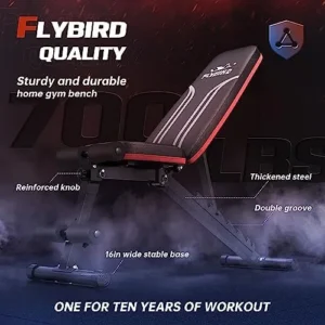 FLYBIRD Adjustable Bench, Utility Weight Bench for Home Gym Full Body Workout, Fast Folding incline/decline Utility Bench