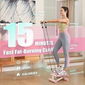 FLYBIRD Stepper for Exercise, Stair Stepper with Resistance Bands, Portable Mini Stepper with 330LB Loading Capacity, Adjustable Stride Height for Low-Impact Cardio Suitable for Full Body Workout