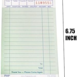 FMP Brands Double Part Guest Check Pads for Restaurants, Server Note Pads Total 500 Sheets (10 Pads), Perforated 2 Part Carbonless Copy Check Book for Bars, Cafes and Restaurant Orders