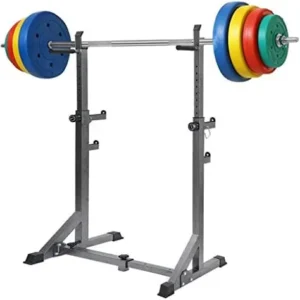 Folding Dumbbell Bench Fitness Barbell Rack – 660LBS Max Load Adjustable Squat Stand Dipping Station Gym Weight Lifting Bench Press Stand, Home Gym Fitness Squat Rack Dip Stand, Height