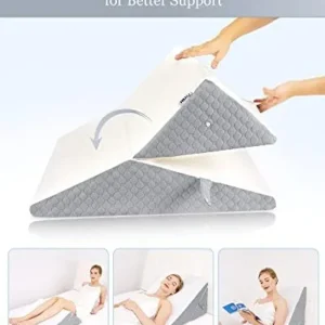 Forias Wedge Pillow for Sleeping Foldable Bed Wedge Pillow for After Surgery 9 &12 Inch Adjustable Versatile Memory Foam Triangle Elevated Pillow Wedge for Bed Upright Acid Reflux Snoring Back Pain