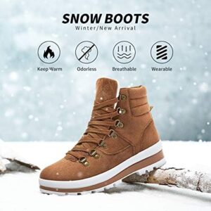 FRACORA Womens Combat Boots Lace Up Ankle Boots Winter Snow Boot Side Zipper Fashion Booties