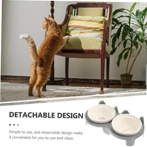 FRCOLOR 1 Set Cat Ceramic Double Bowl Tilted Food Bowl Cat Feeding & Watering Supplies Dog Food Feeders Cat Bowl Dog Feeder Bowl Ceramic Pet Bowl Cat Food Bowls Plastic Bevel Feeding Bowl