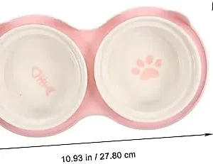 FRCOLOR 2 Sets cat Ceramic Double Bowl pet Double Bowl cat Feeding & Watering Supplies Dog Food feeders Raised cat Food Bowls Ceramic cat Bowl Raised Dog Bowl Plastic Dog Plate Neck Guard