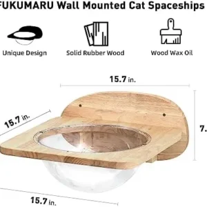 FUKUMARU Cat Wall Furniture Set, Transparent Capsule Cat Wall Shelves with 2 PCS Pedals – Premium Kitty Bed for Sleeping, Playing, Climbing, and Lounging – Easily Holds Up to 35 Lbs