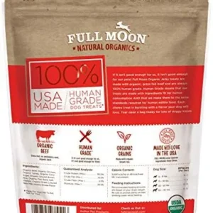 Full Moon Natural Organics Grass Fed Beef Jerky Healthy All Natural Dog Treats Human Grade 14 oz