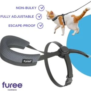 Furee Push-Button Adjustable Harness for Cats, Non-Bulky, Escape-Proof, Anti-Flop Over, Fully Adjustable Harness for Pets, Also for Small Dogs, Bunnys, and Ferrets for Leash Walking (Large)