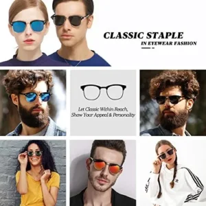 FURISHQI Classic Polarized Sunglasses for Men and Women Retro Style Semi Rimless Frame Sun Glasses 100% UV Protection Goggles