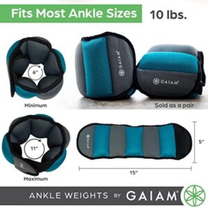 Gaiam Ankle Weights Strength Training Weight Sets For Women & Men With Adjustable Straps – Walking, Running, Pilates, Yoga, Dance, Aerobics, Cardio Exercises (5lb & 10 Pound Sets)