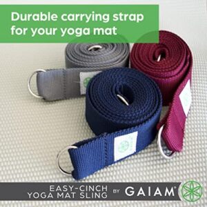 Gaiam Easy-Cinch Yoga Mat Sling – Durable Carrying Strap for Yoga Mat with Metal D-Rings for Secure Fit (No Mat Included)