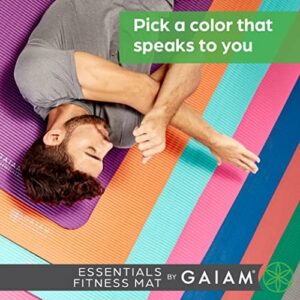 Gaiam Essentials Thick Yoga Mat Fitness & Exercise Mat with Easy-Cinch Yoga Mat Carrier Strap, 72″L x 24″W x 2/5 Inch Thick