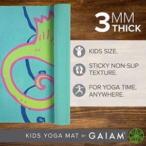 Gaiam Kids Yoga Mat Exercise Mat, Yoga for Kids with Fun Prints – Playtime for Babies, Active & Calm Toddlers and Young Children (60″ L x 24″ W x 3mm Thick)