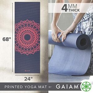 Gaiam Print Yoga Mat, Non Slip Exercise & Fitness Mat for All Types of Yoga, Pilates & Floor Exercises