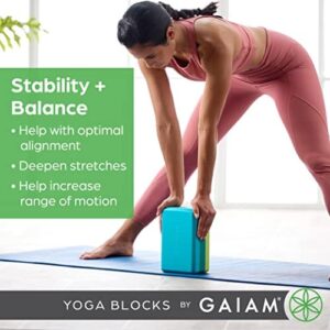 Gaiam Yoga Block – Supportive Latex-Free Eva Foam – Soft Non-Slip Surface with Beveled Edges for Yoga, Pilates, Meditation – Yoga Accessories for Stability, Balance, Deepen Stretches (Cool Mint)