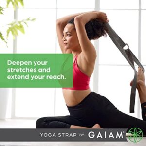 Gaiam Yoga Strap Premium Athletic Stretch Band with Adjustable Metal D-Ring Buckle Loop | Exercise & Fitness Stretching for Yoga, Pilates, Physical Therapy, Dance, Gym Workouts