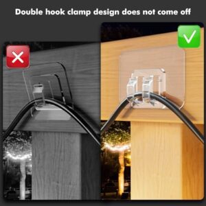 Galetcy Hooks for Outdoor String Lights – 100 Pack with Adhesive Strips – No Damage, No Tools, No Holes, Waterproof and UV-Resistant, Perfect for Christmas and Patio Decor