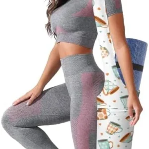 GemGam Yoga Mat Bags for Women Different Cups of Coffee Yoga Mat Carrier Tote Design Holds More Yoga Accessories, Fit Most Size Mats for Yoga Lovers