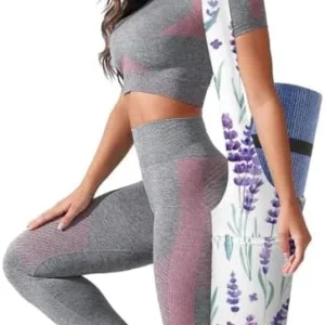 GemGam Yoga Mat Bags for Women Puple Lavender Flowers Yoga Mat Carrier Tote Spring Watercolor Design Holds More Yoga Accessories, Fit Most Size Mats for Yoga Lovers