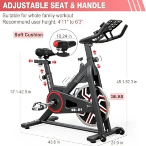 GEONEO Exercise Bike/Magnetic Resistance Exercise Bike for Home, Stationary Indoor Cycling Bike Cardio Gym with Ipad Holder and LCD Monitor,Silent Belt Drive & 35 LBS Flywheel