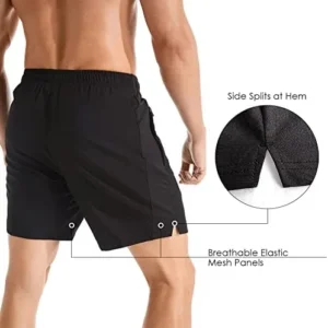 Gerlobal Men’s 7″ Athletic Running Shorts Lightweight Quick Dry Gym Workout Shorts with Zipper Pockets