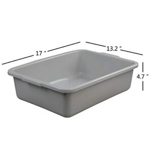 Ggbin Plastic Dish Tubs, Commercial Bus Box/Wash Basin Tote Box, 3-Pack(Grey, 13L)