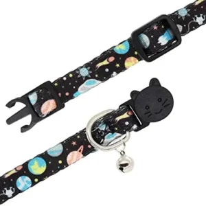 Giecooh Cat Collar, 2 Pack Breakaway Collar with Bells, Safety Buckle Kitten Collars for Boy and Girl Cats, Star and Moon