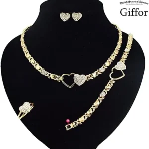 Giffor Jewelry Suit 14K Filled Gold Necklaces,Women Earrings With Bracelets Rings Necklaces Gifts