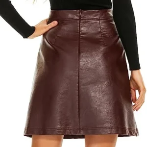 Ginasy Faux Leather Skirts for Women A Line Wrap Mini Skirt High Waisted Pleather Skirt Business Casual Work Skirt