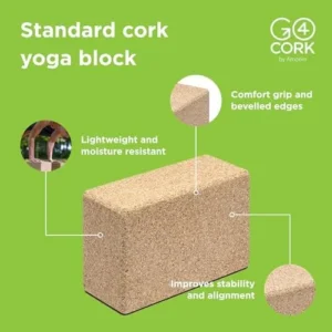 Go4Cork Cork Yoga Block for Yoga, Pilates & Meditation | Non-Slip, Hypoallergenic, Sustainable, Non-Toxic Yoga Block