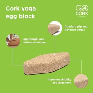 Go4Cork Cork Yoga Egg Block – Oval | 11 x 4 x 3″ | Unique Shape for Comfort Grip | Non-Toxic, Alternative To Foam | Odorless, Soft, Non-Slip, Hypoallergenic | Sustainable & Eco Yogi Gift