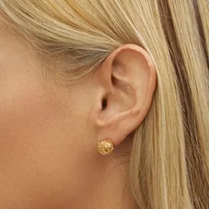 Gold Love Knot Earrings for Women & Girls | Barzel 18K Gold Plated Woven Love Knot Stud Earrings 10mm For Women – Made In Brazil