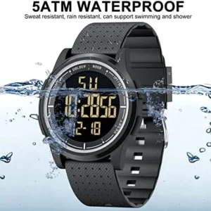 GOLDEN HOUR Ultra-Thin Minimalist Sports Waterproof Digital Watches Men with Wide-Angle Display Rubber Strap Wrist Watch for Men Women