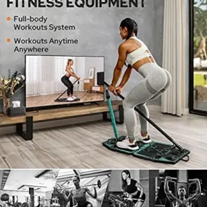 Gonex Portable Home Gym Workout Equipment with 14 Exercise Accessories Ab Roller Wheel,Elastic Resistance Bands,Push-up Stand,Post Landmine Sleeve and More for Full Body Workouts System